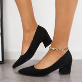 Women¡¯s Chunky Low Block Heels Closed Toe Dress Pumps Shoes Oshnow
